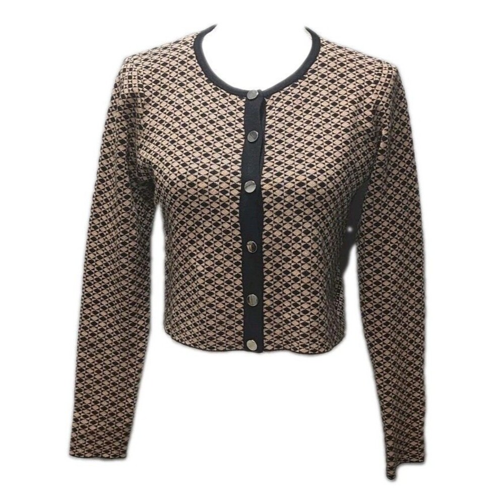 Truth by Republic Women's Cropped Sweater Top Blouse Brown/Black Sizes Small